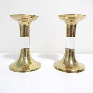 Pair of Vintage Brass&Acrylic Candle Holders
